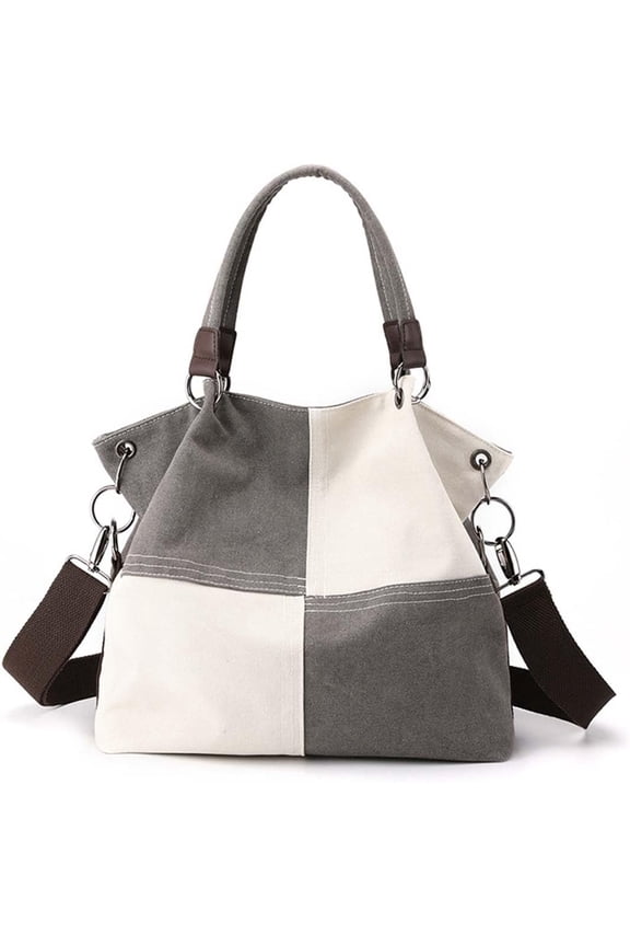 Canvas Bag for Women Patchwork color collision Vintage Multi-pocket Work Shoulder Crossbody Bags for Womens