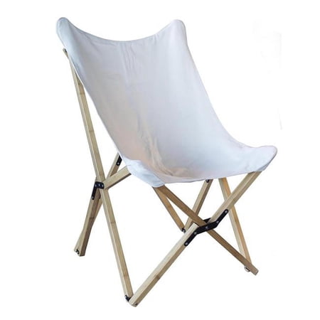 Canvas & Bamboo Butterfly Chair - Whit