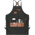 thumbnail image 1 of Canvas Barber Aprons with Pockets:Straps Adjustable Cross Back Apron,Work Apron for Painting,Kitchen,Gragen,Grilling, 1 of 9