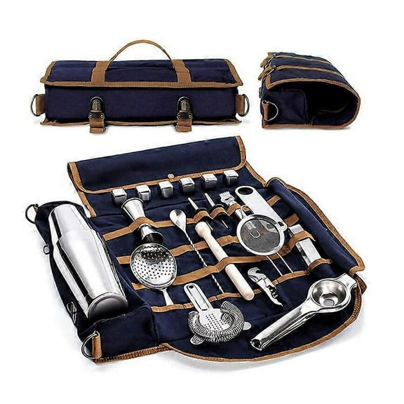 Canvas Bartending Kit One Shoulder bartending utensil Storage bag Shockproof bartending kit