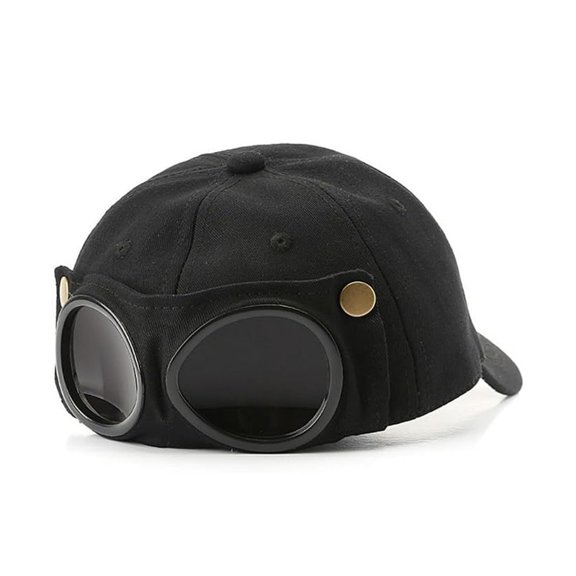 Canvas Baseball Cap with Attached Goggle Sunglasses, Baseball Hat with Goggles, Pilot Style Hat, Durable Materials Multiple Wearing Style