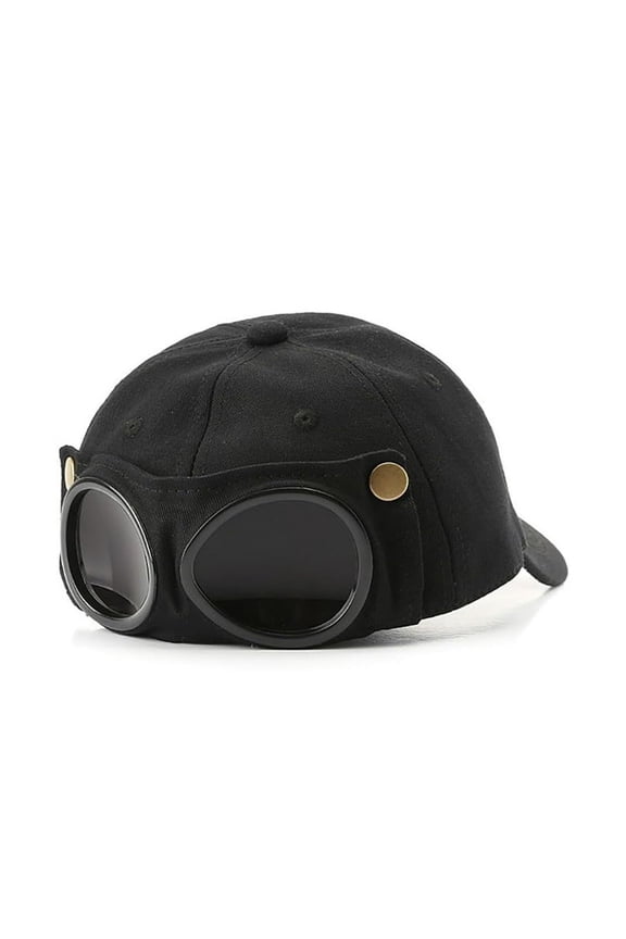 Canvas Baseball Cap with Attached Goggle Sunglasses, Baseball Hat with Goggles, Pilot Style Hat, Durable Materials Multiple Wearing Style