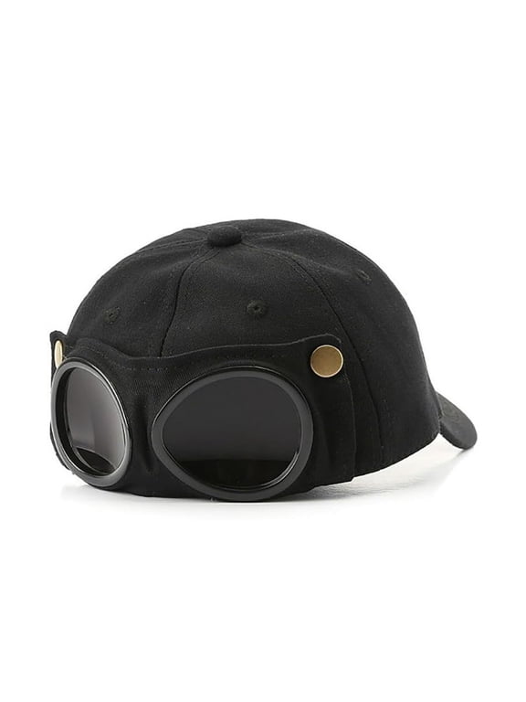 Canvas Baseball Cap with Attached Goggle Sunglasses, Baseball Hat with Goggles, Pilot Style Hat, Durable Materials Multiple Wearing Style