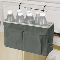 Canvas Bedside Hanging Organizer with Multiple Pockets & Hooks - Bunk Bed Storage Bag for Dorm Room, College, Home Use - Fits Bed Rails Up to 1.97 Inches