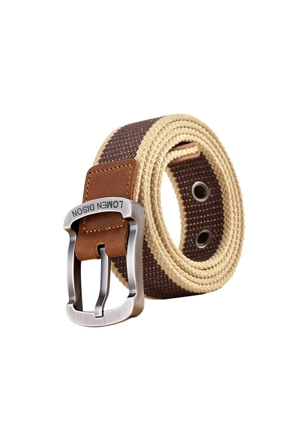 Canvas Belt Webbing Belt Alloy Pin Buckle Fabric Woven Training Belt Wide Casual Khaki 100cm