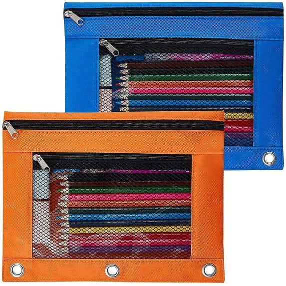 Multi-functional Canvas Pouch For School, Wide Application Smooth Zipper Clear Window Reinforced Grommets 2PCS