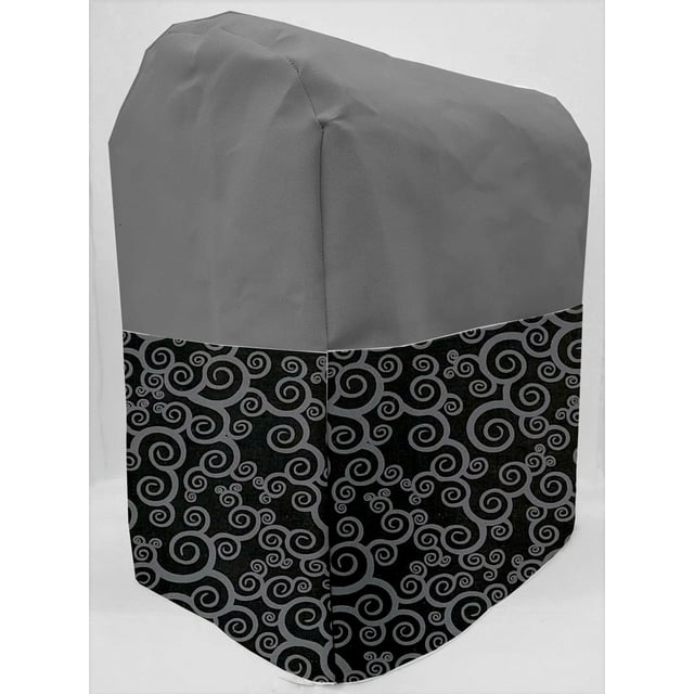 Canvas Black & Gray Scroll Damask Cover Compatible with Kitchenaid Stand Mixer by Penny's Needful Things (Gray, 3.5 qt Artisan Mini Tilt Head)