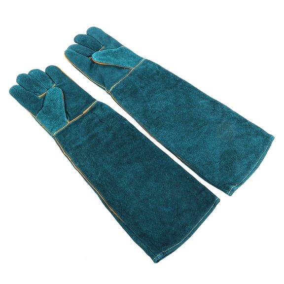 Canvas Blue Pet Reptile Training Anti Bite Lengthen Safety Protection Gloves for Varanid Snake Dogs Cats(Blue )