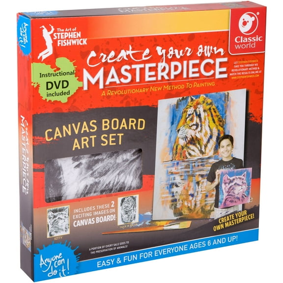 Stephen Fishwick - Canvas Board Art Set ( Tiger & Kitten )