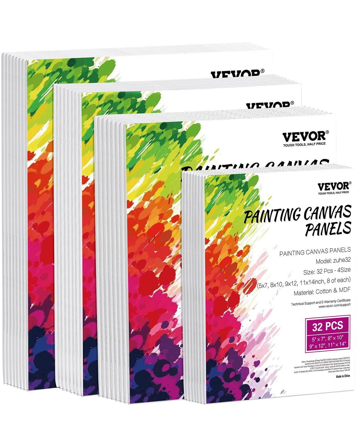 Canvas Boards for Painting 32 Pack Multi-Size Blank Canvases for ...