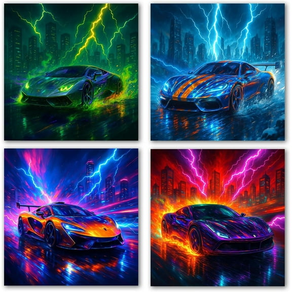 Canvas Car Posters, Cool Racing Posters for Bedroom Aesthetic, Modern Super Car Poster for Bedroom Boys, Living Room, Office, Dorm, Gifts (Unframe, 8x12inch)
