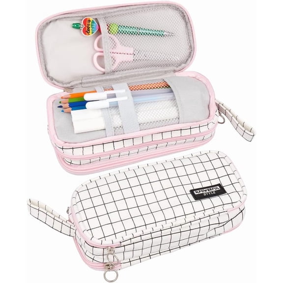 Canvas Case Large Capacity Portable Zipper Bag Multi-layered Compartments Stationery Organizer Back to Supplies DIY