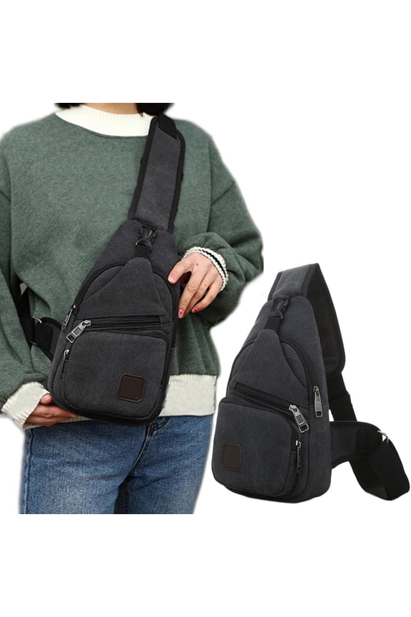Canvas Chest Bag | Multipurpose Crossbody Sling Backpack for Men & Women | Large Capacity, Adjustable Strap, Multiple Compartments | Outdoor Travel Messenger | 30x16x6cm | Khaki, Green, Coffee, Blue