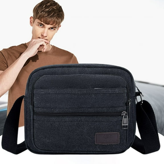 Canvas Chest Rucksacks for Men - Crossbody Shoulder Bag, Multi-Purpose Sports Travel Backpack with Adjustable Straps & Ample Storage, Black