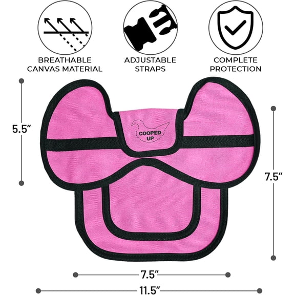 Canvas Chicken Saddle for Medium-Large Hens with Larger Wing Cover and Adjustable Straps - Pink, 4 Pack