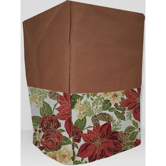 Canvas Christmas Poinsettia Coffee Maker Cover by Penny's Needful Things (Chocolate Brown)