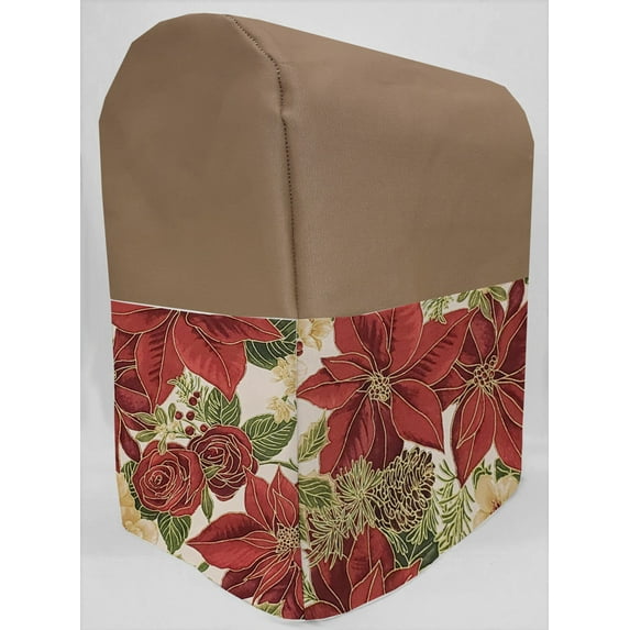 Canvas Christmas Poinsettia Cover Compatible with Cuisinart 5.5qt Precision Master Stand Mixer by Penny's Needful Things (Khaki)