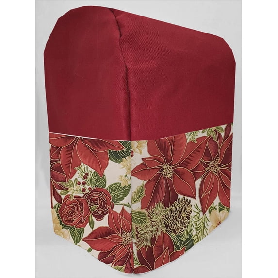 Canvas Christmas Poinsettia Cover Compatible with Hamilton Beach 4 Quart 7 Speed Tilt Head Stand Mixer by Penny's Needful Things (Burgundy)