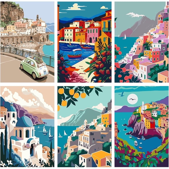 Canvas Cityscape Paint by Numbers Kit Adults, Adults Painting by Number Kits on Canvas, Easy Acrylic Arts Crafts Beginners for Gifts Home Deco 8x10 inch Unframed