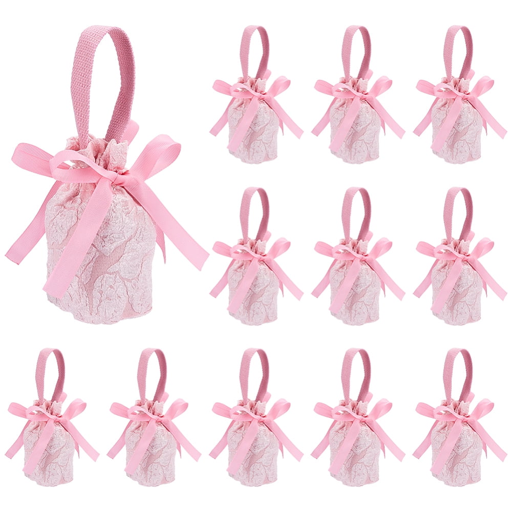 Canvas Cloth Candy Drawstring Pouches with Rope Handle Pink 16.5x13x0 ...