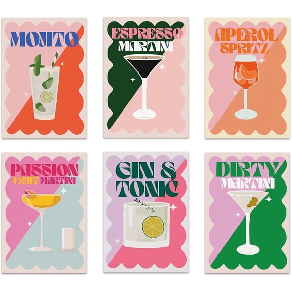 Canvas Cocktails Paint by Numbers Kits for Adults, Paints by Number Kit for Beginners On Canvas, Easy DIY Acrylic Painting Kits Arts Crafts with Brushes for Home Wall Decor, 8x12 inch Unframed