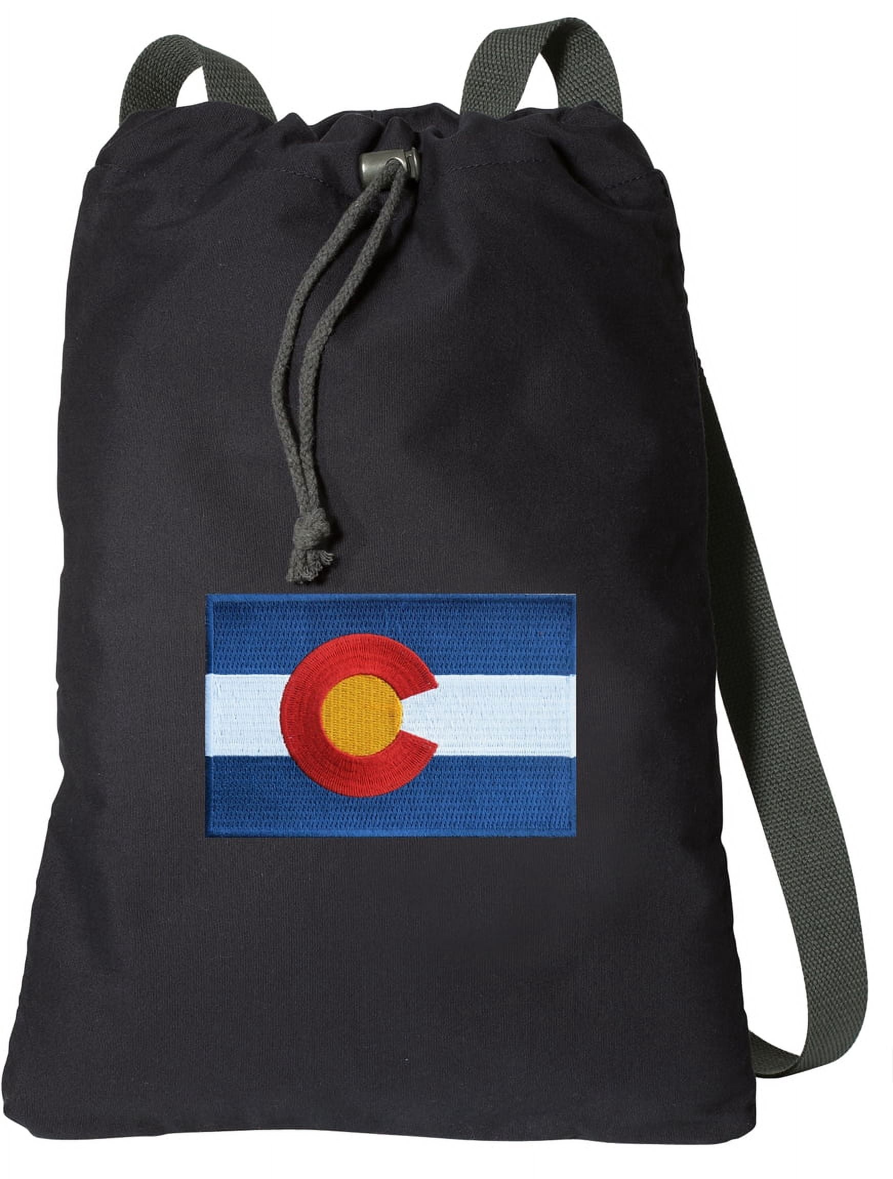 Canvas Colorado Backpack Natural Cotton Colorado Flag Cinch  display picture 1