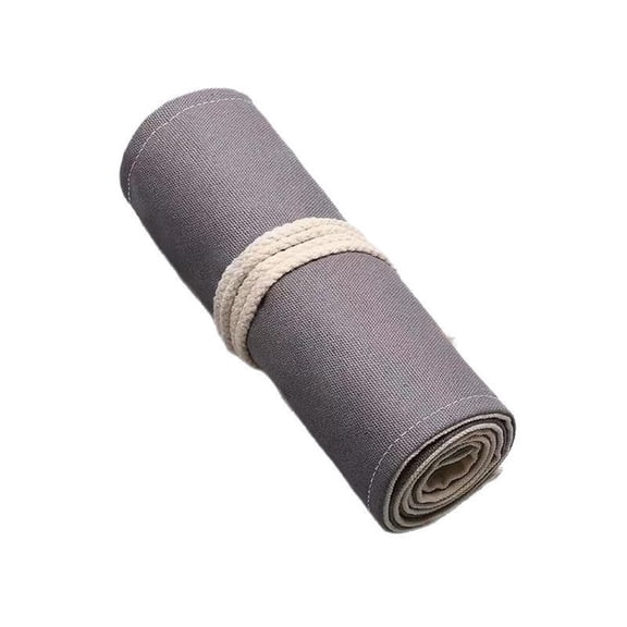 Canvas Colored Pencil Roll Wrap 48 Holder (Pencils NOT Included) Multiuse Canvas Pen Curtain Manual Pencil Holder (Grey, 48 Capacity)