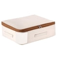 thumbnail image 1 of Canvas Comforters Bags Closet Organizers and Storage for Quilts Clothes Organization Containers Bins with Sturdy Zipper, Clear Window for Sweaters Blankets Storage Bedroom Collapsible, 1 of 7