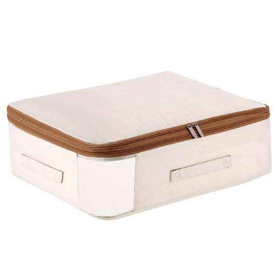 Canvas Comforters Bags Closet Organizers and Storage for Quilts Clothes Organization Containers Bins with Sturdy Zipper, Clear Window for Sweaters Blankets Storage Bedroom Collapsible
