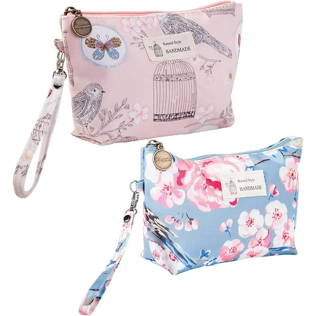 Canvas Cosmetic Bags, 2 Pieces Cosmetic Bags for Women, Makeup bag Cute