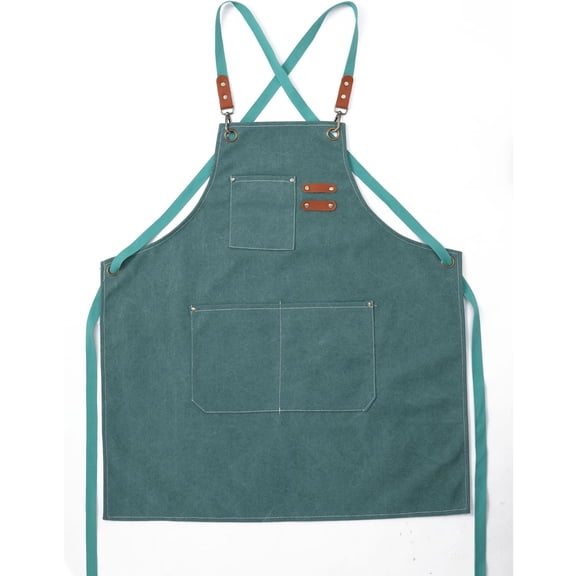 Canvas Cross Back Chef Cotton Aprons for Men Women with Large Pockets