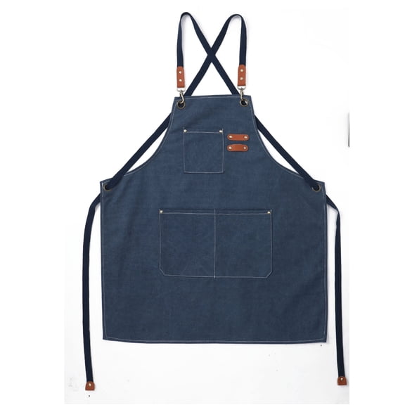 Canvas Cross Back Chef Cotton Aprons for Men Women with Large Pockets