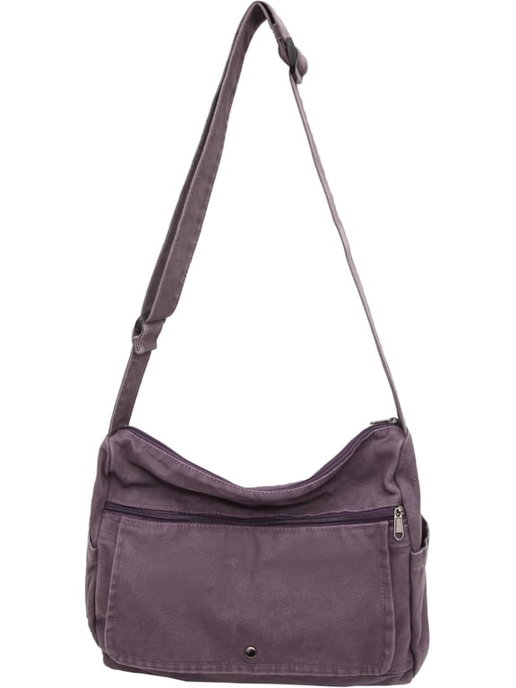 Canvas Crossbody Bag Messenger Bag for Women & Men Vintage Satchel with Multiple Pockets