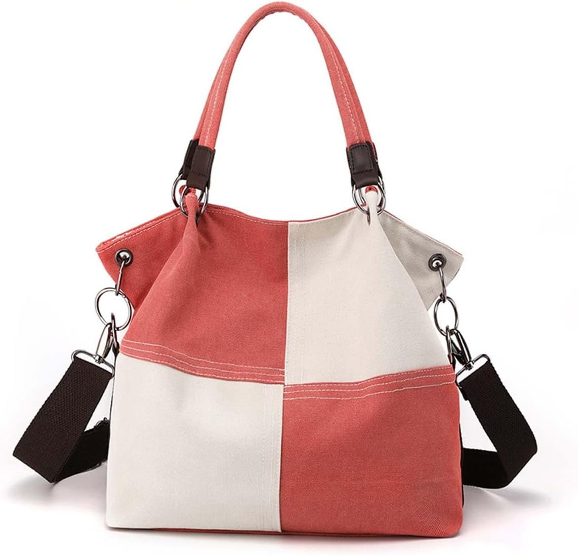 Canvas Crossbody Bag for Women Patchwork color collision Vintage Multi-pocket Work Shoulder Crossbody Bag for Womens