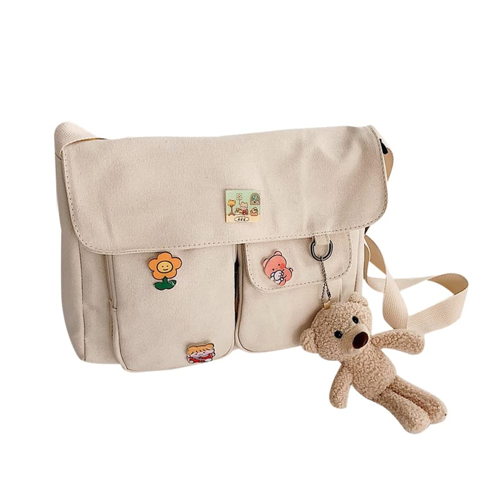 Crest Design Whimsical Canvas Cross-body Shoulder Bag for Girls and  Teenagers