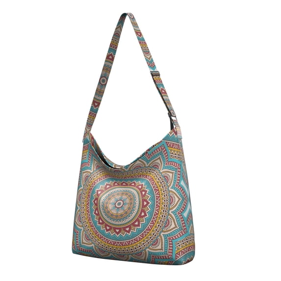 Canvas Crossbody Bag with Mandala and Tribal Print – Boho Ethnic ...
