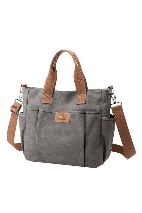 Canvas Crossbody Bags for Women Hobo Handbags Multi Pocket Compartment Tote Purse Medium Satchel