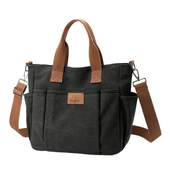 Canvas Crossbody Bags for Women Hobo Handbags Multi Pocket Compartment Tote Purse Medium Satchel