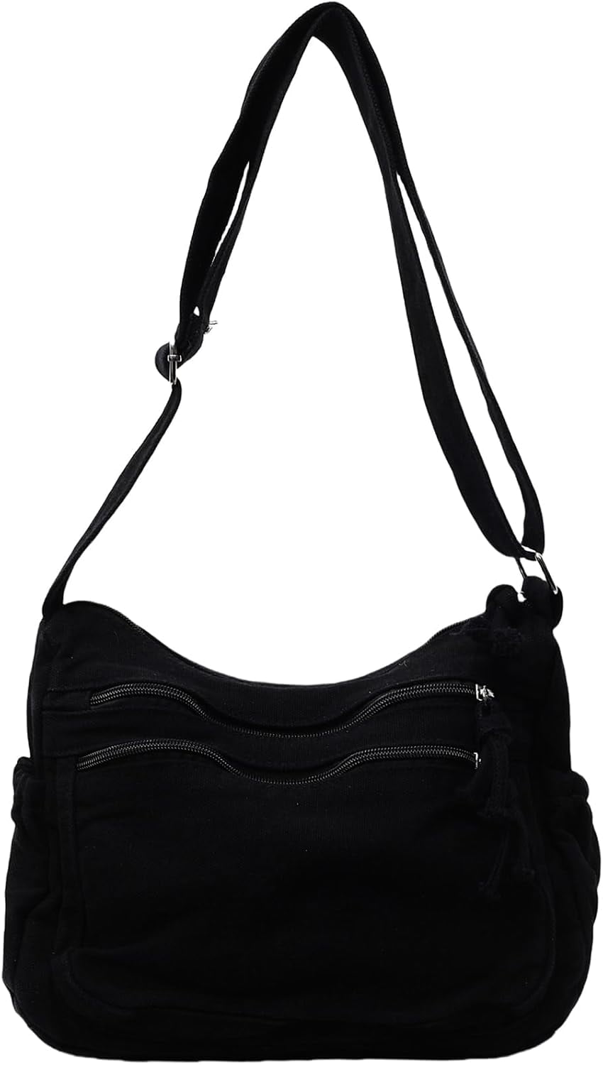 Canvas Crossbody Bags for Women Men Tote Shoulder Purses with Zipper Pockets Women's Messenger Handbags Purse