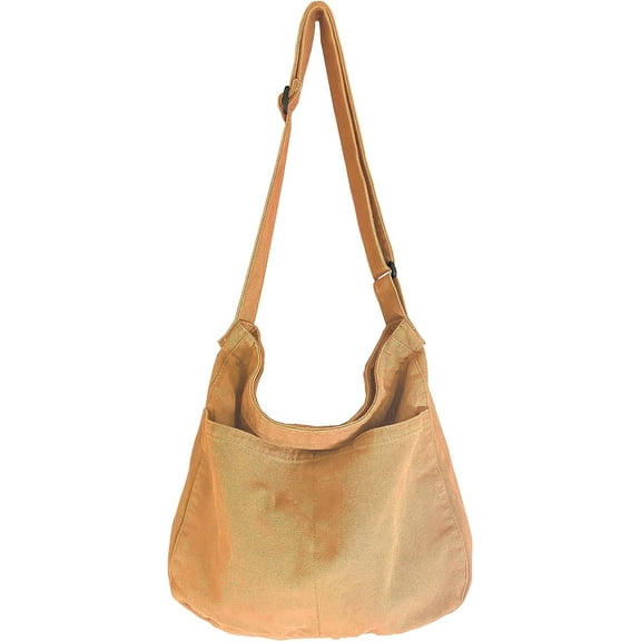 Canvas Crossbody Hobo Shoulder Tote Bag for Men Women, Casual Messenger Bags for Work College Shopping Travel, Large Purse