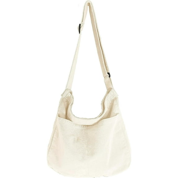 Canvas Crossbody Hobo Shoulder Tote Bag for Men Women, Casual Messenger Bags for Work College Shopping Travel, Large Purse