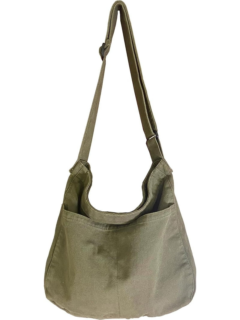 Canvas Crossbody Hobo Shoulder Tote Bag for Men Women, Casual