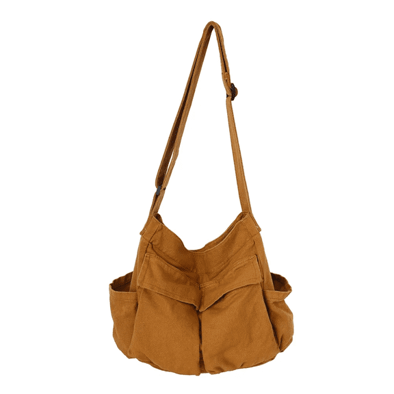 Canvas Crossbody Messenger Bag for Women and Men, Large Hobo Tote Shoulder Bag with Adjustable Strap and Multiple Pockets for Shopping, Travel and Daily Use