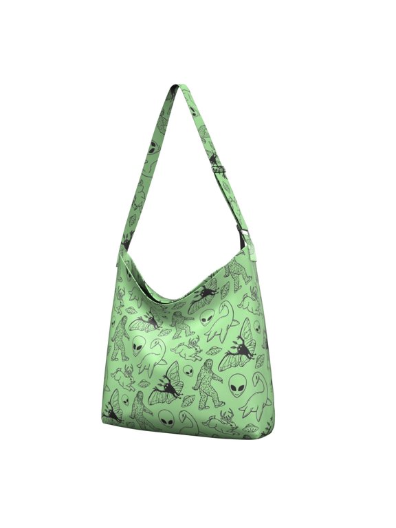 Canvas Crossbody Tote with Bigfoot Print – Funny Outdoors and Hiking Theme, Wilderness Sasquatch Footprint Bag for Students, Office Workers, and Creature Enthusiasts
