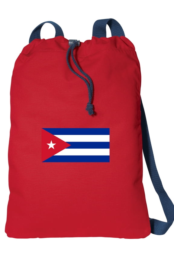 Canvas Cuba Drawstring Bag DELUXE Cuban Flag Backpack Cinch Pack for Him or Her