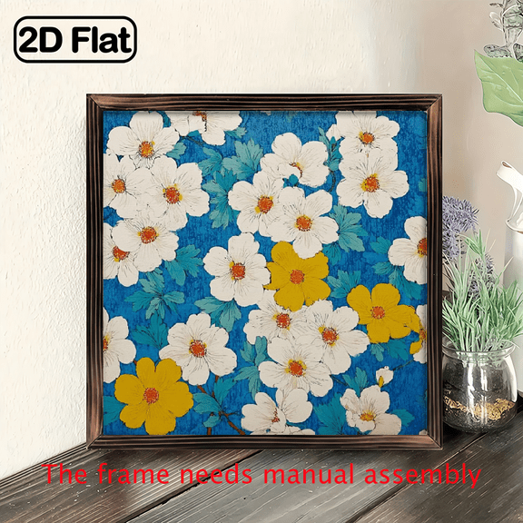 Canvas Decorative Painting, Modern Art A Vintage Japanese Woodblock Print of White And Yellow Flowers Upgrade Your Space: Stylish Home And Office Decorations.