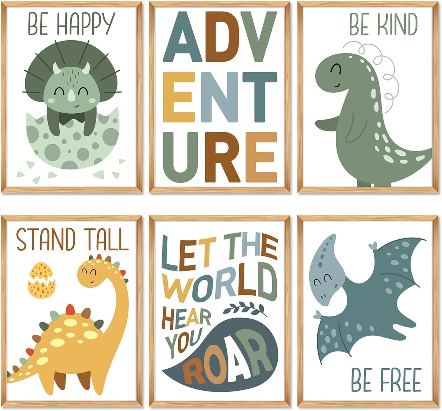 Canvas Dinosaur Wall Art Print Jungle Dino Wallpaper Poster Picture for Kids Baby Boy Girl Toddler Bedroom Nursery Classroom Living Room Playroom 8x10 inch Unframed