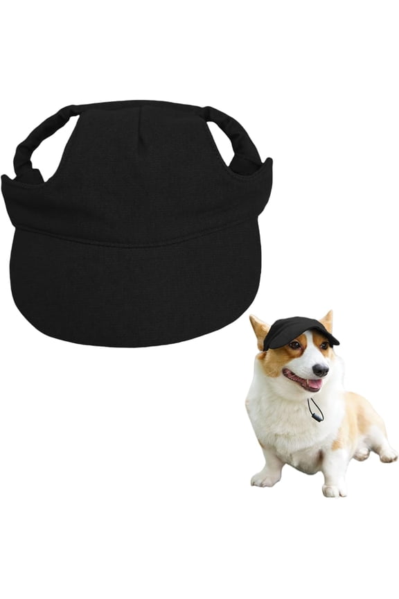 Canvas Dog Baseball Cap, Pet Summer UV Protection Sun Hat With Ear Holes, Adjustable Puppy Visor Cap For Small Medium Dogs, Breathable Outdoor Dog Hat For Beach Walks Hiking Camping Daily Use (Black)