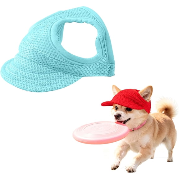Canvas Dog Sun Hat with Ear Holes Adjustable Visor for Small Dogs Cats Summer