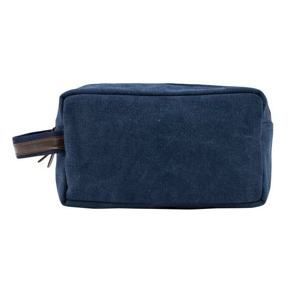 Canvas Dopp Kit with Faux Leather Trim, Men's Travel Toiletry Bag